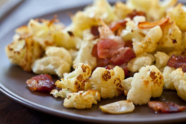 Roasted Cauliflower with Bacon and Garlic