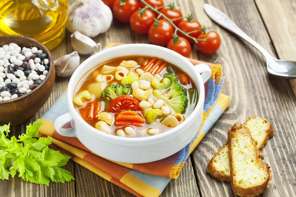 Roasted Garlic and Vegetable Soup with Pasta