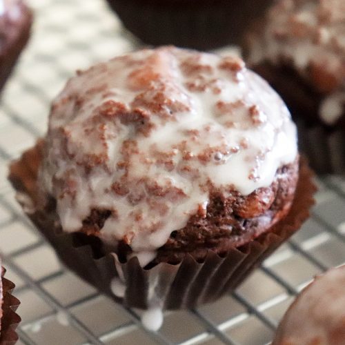 Glazed Chocolate Doughnut Muffins