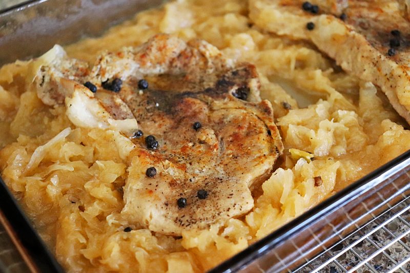 Pork Chop and Sauerkraut Bake