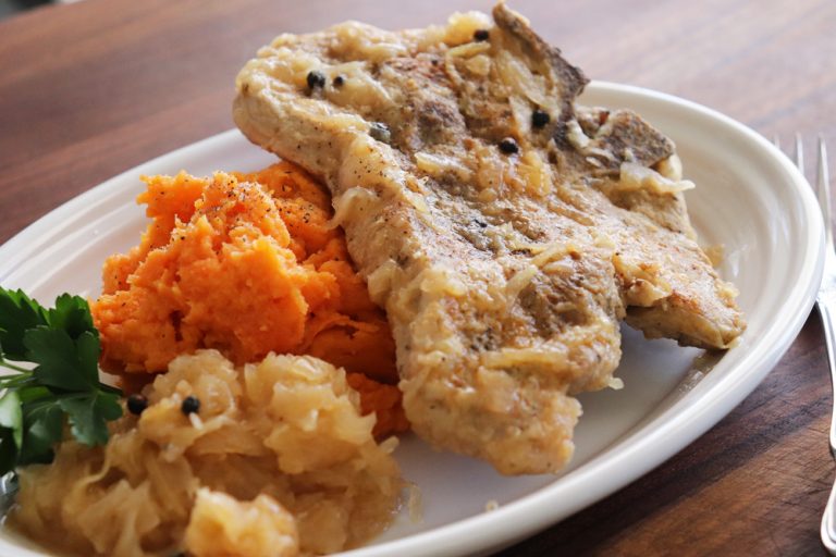 Pork Chop and Sauerkraut Bake