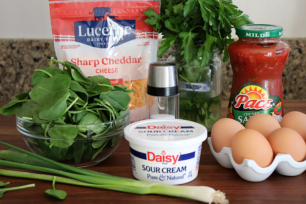 Ingredients for Easy Cheesy Spinach Omelet Recipe